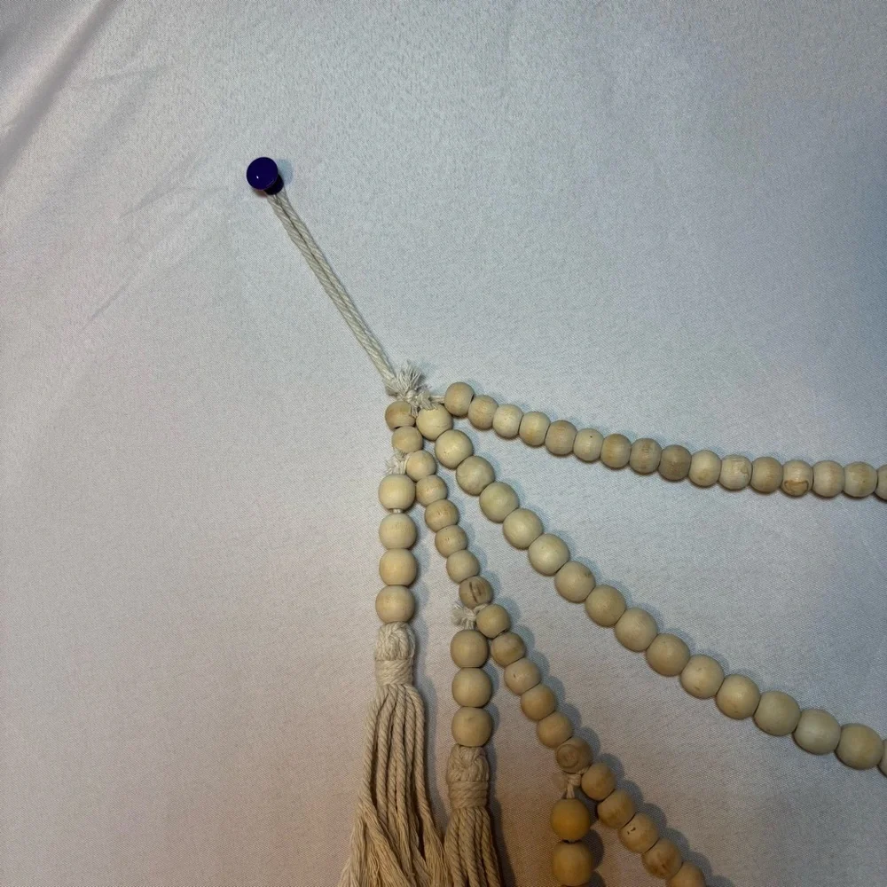 Natural Beaded Tassel Wall Hanging Boho Farmhouse